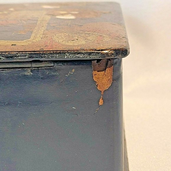 Japanese Antique Papier Mache Lacquer Painted Trinket Box Meiji Period 19th Cent - Picture 8 of 10